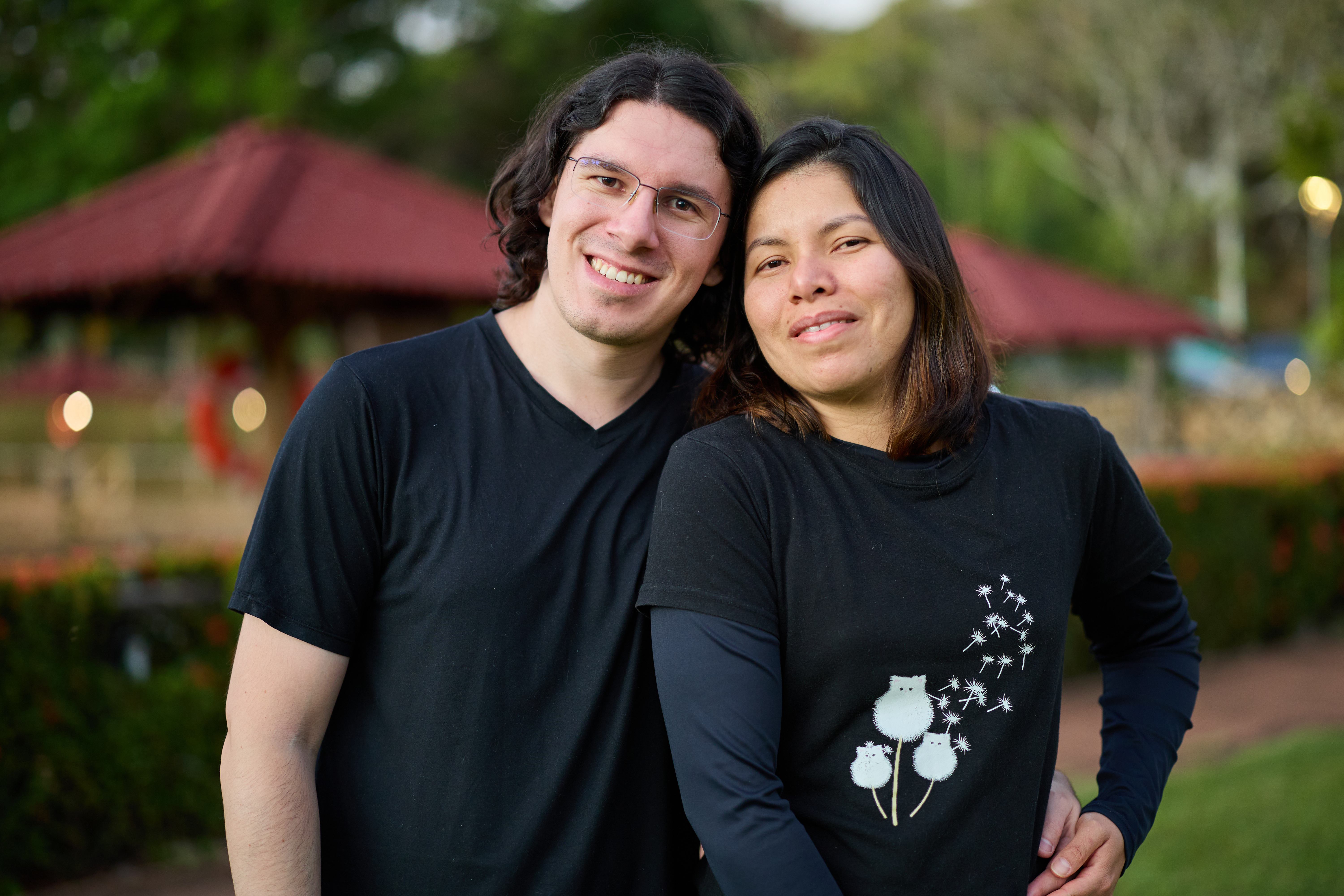 Corina e Rafael em uma viagem durante as férias.