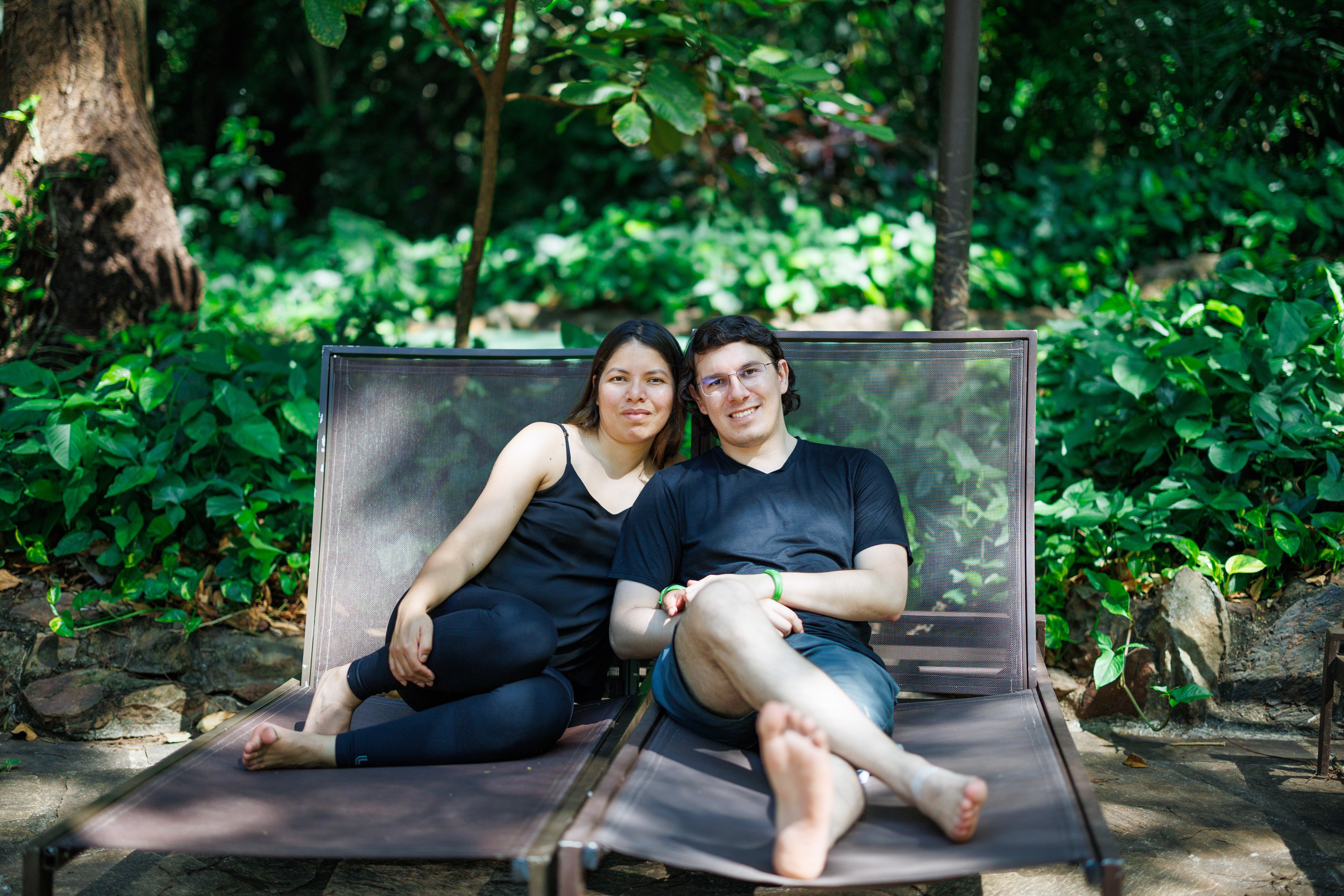 Corina e Rafael em uma viagem durante as férias.